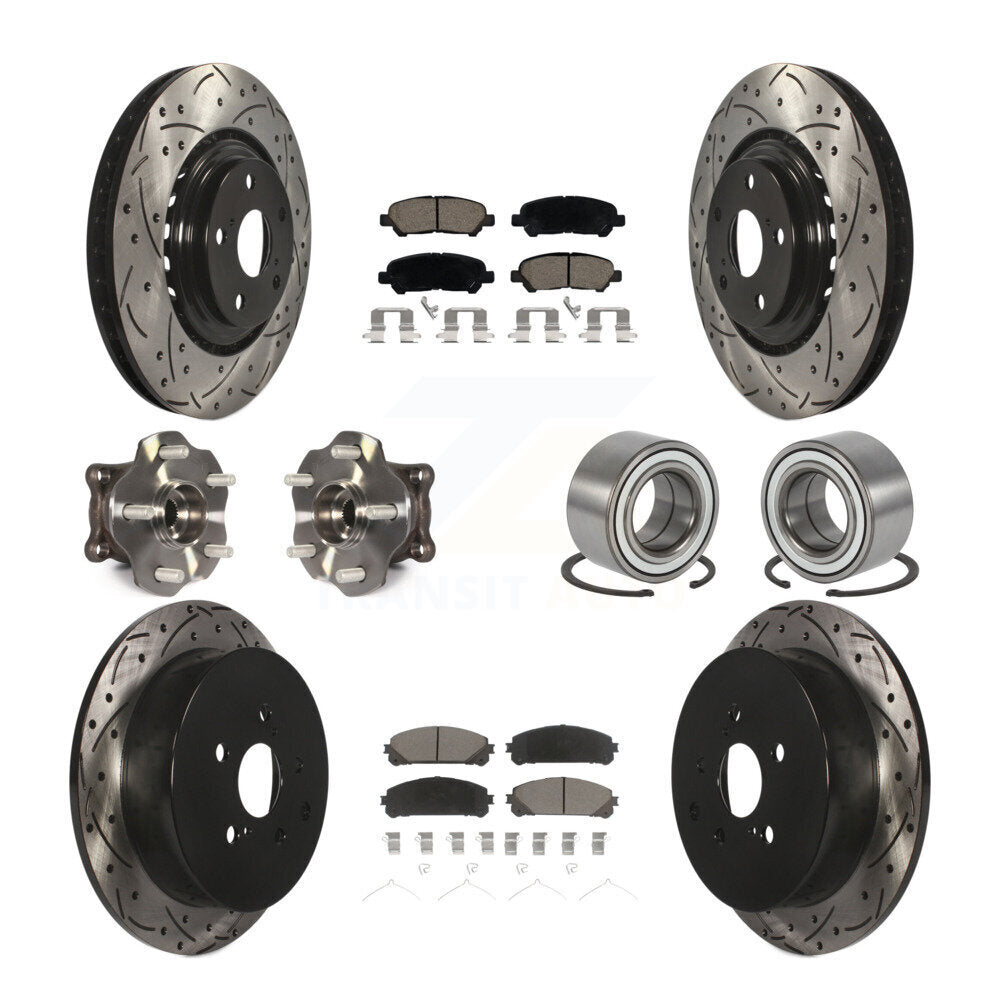 Front Rear Hub Bearing Coated Disc Brake Rotors And Pads Kit (10Pc) For Toyota Highlander KBB-126592