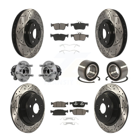 Front Rear Hub Bearing Coated Disc Brake Rotor And Pads Kit (10Pc) For 2015 Ford Edge FWD KBB-126593