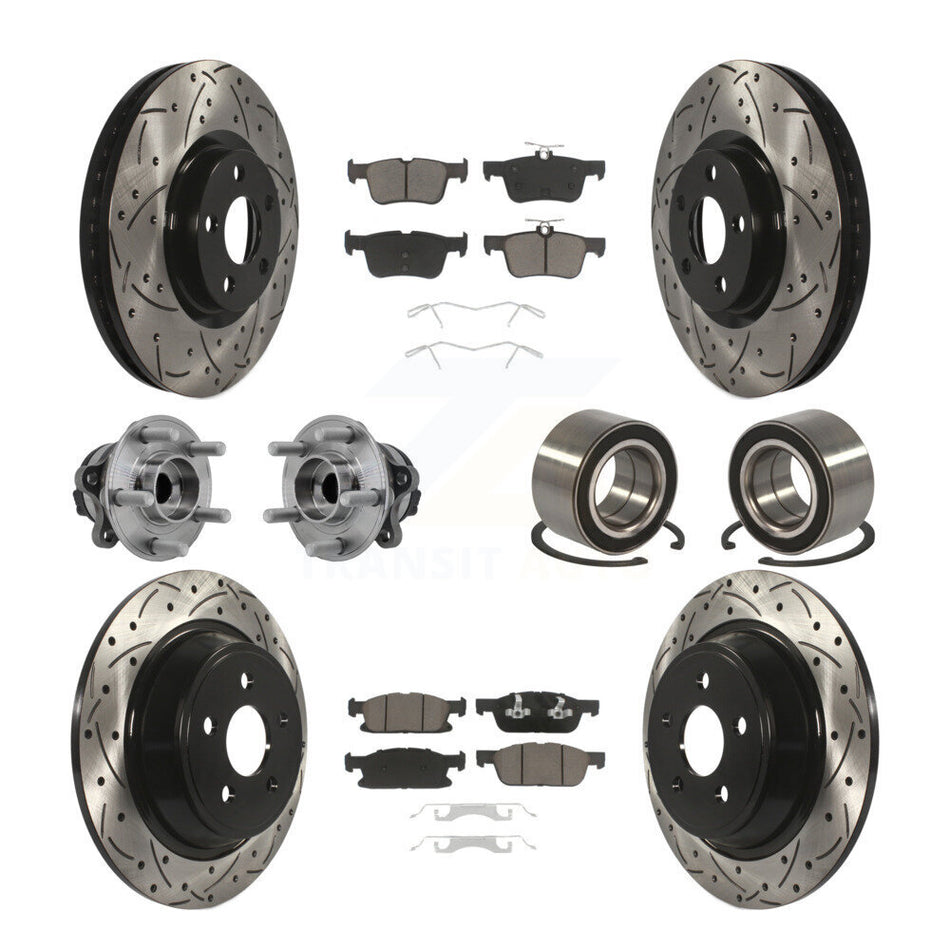 Front Rear Hub Bearing Coated Disc Brake Rotor And Pads Kit (10Pc) For 2015 Ford Edge FWD KBB-126593