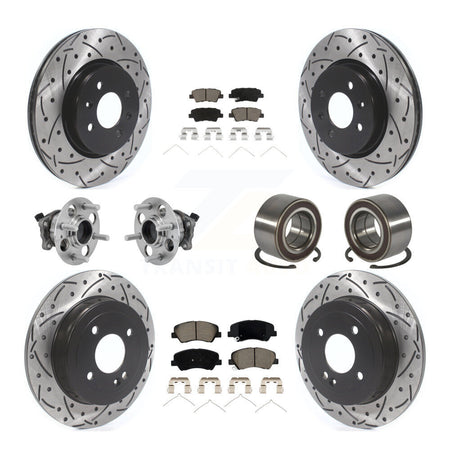 Front Rear Hub Bearing Coated Disc Brake Rotor Pads Kit (10Pc) For Kia Rio Hyundai Accent KBB-126598