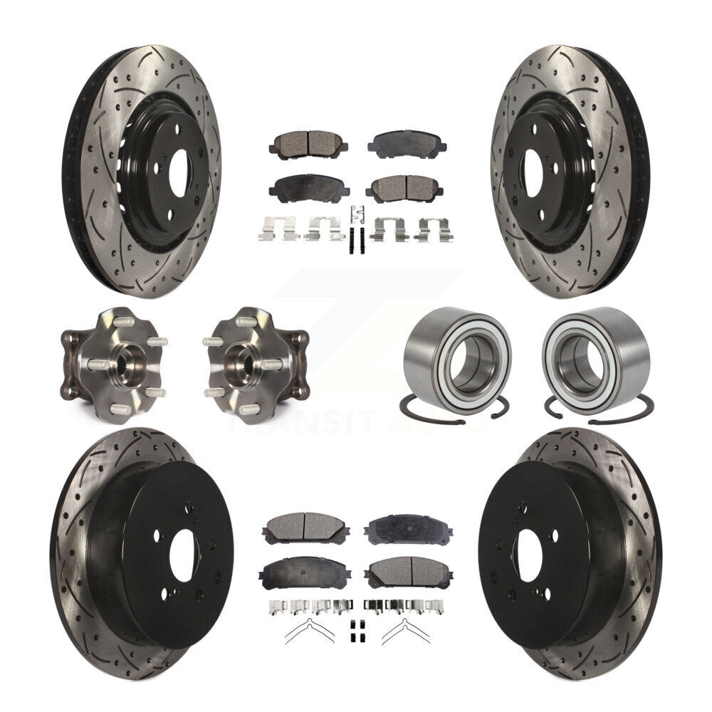 Front Rear Hub Bearing Coated Disc Brake Rotors And Pads Kit (10Pc) For Toyota Highlander KBB-126608