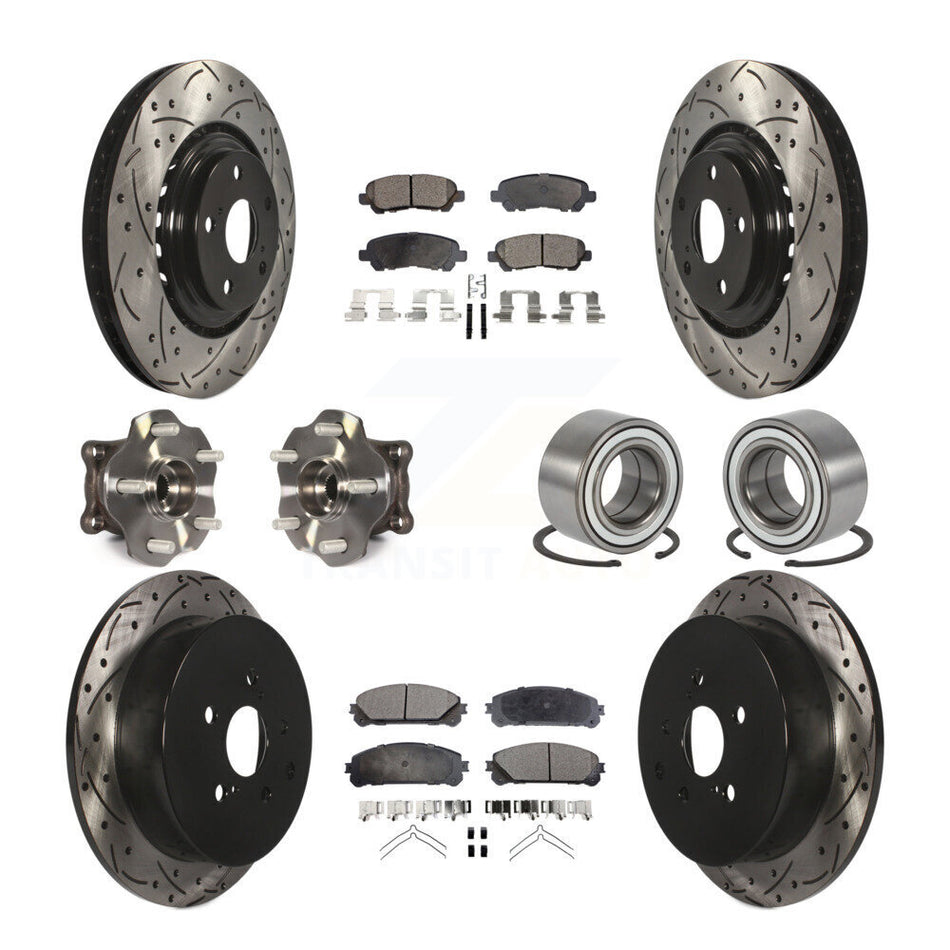 Front Rear Hub Bearing Coated Disc Brake Rotors And Pads Kit (10Pc) For Toyota Highlander KBB-126608