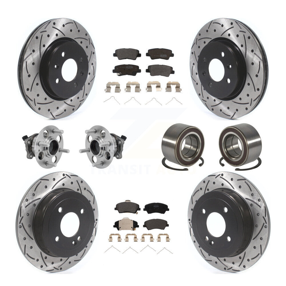 Front Rear Hub Bearing Coated Disc Brake Rotor Pads Kit (10Pc) For Kia Rio Hyundai Accent KBB-126609
