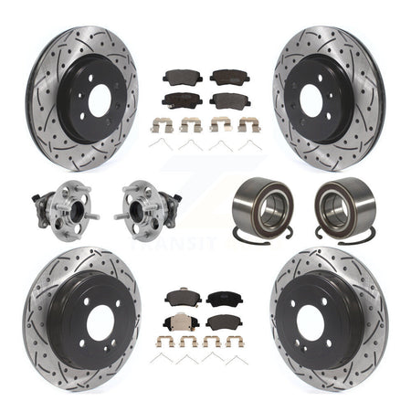 Front Rear Hub Bearing Coated Disc Brake Rotor Pads Kit (10Pc) For Kia Rio Hyundai Accent KBB-126609