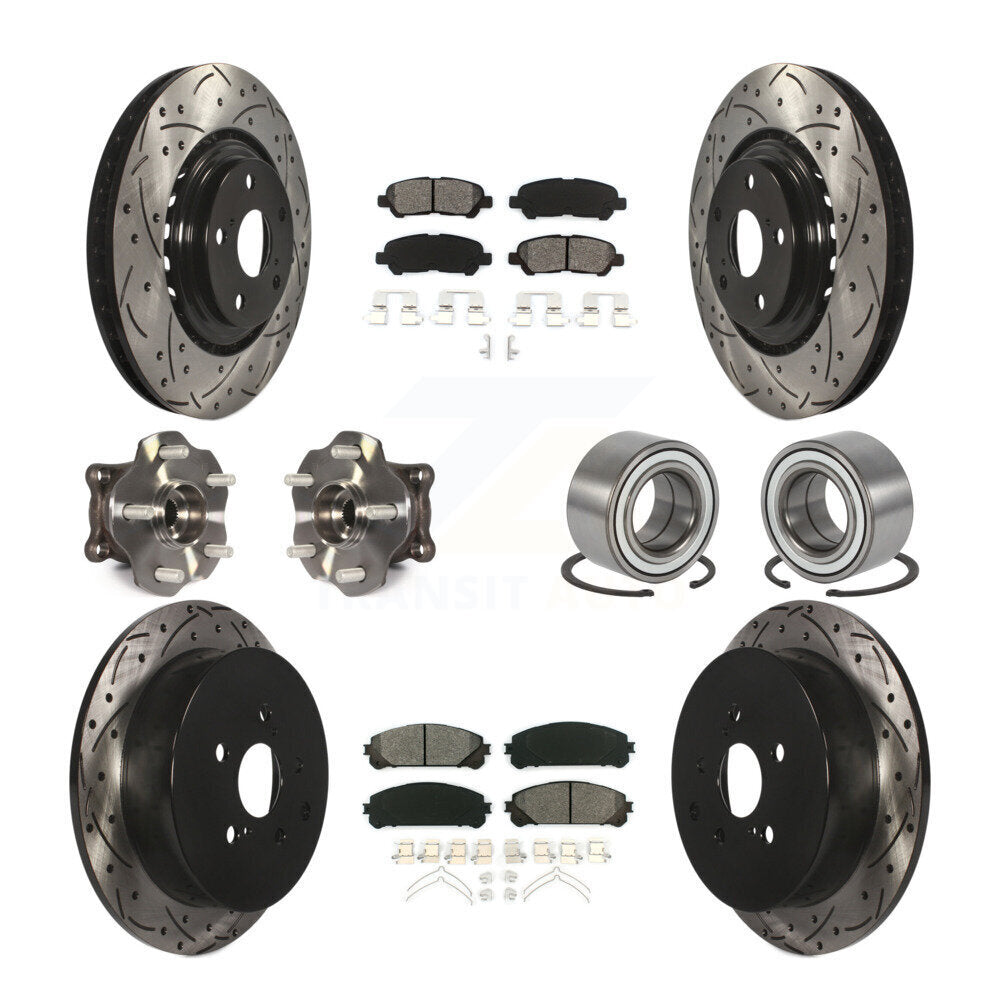 Front Rear Hub Bearing Coated Disc Brake Rotors And Pads Kit (10Pc) For Toyota Highlander KBB-126622