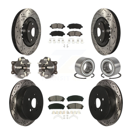 Front Rear Hub Bearing Coated Disc Brake Rotors And Pads Kit (10Pc) For Toyota Highlander KBB-126622