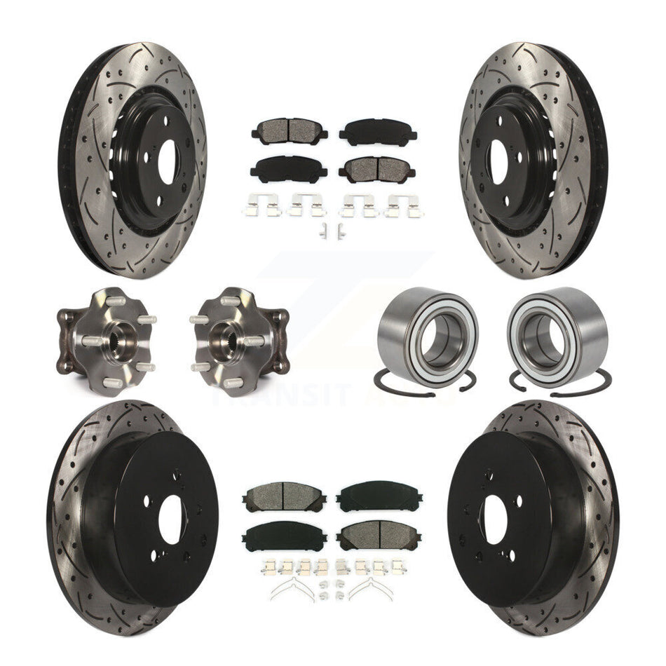 Front Rear Hub Bearing Coated Disc Brake Rotors And Pads Kit (10Pc) For Toyota Highlander KBB-126622
