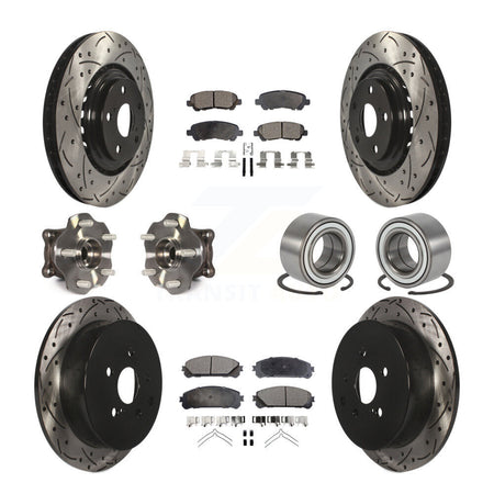 Front Rear Hub Bearing Coated Disc Brake Rotors And Pads Kit (10Pc) For Toyota Highlander KBB-126635