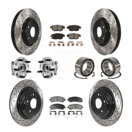 Front Rear Hub Bearing Coated Disc Brake Rotor Pads Kit (10Pc) For 2009-2013 Acura TL AWD KBB-126637
