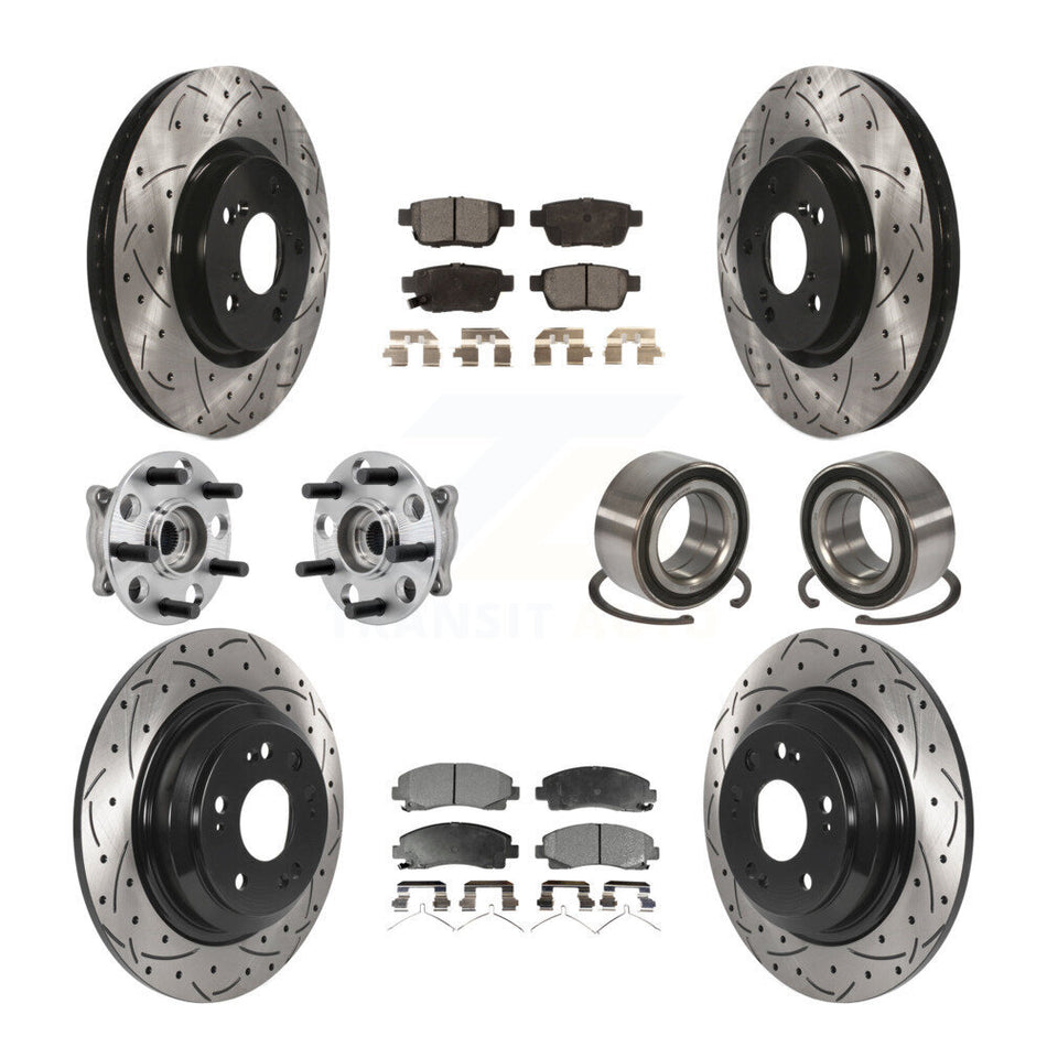 Front Rear Hub Bearing Coated Disc Brake Rotor Pads Kit (10Pc) For 2009-2013 Acura TL AWD KBB-126637