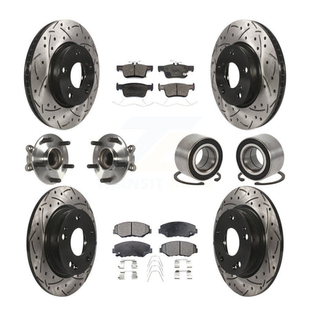Front Rear Hub Bearing Coated Disc Brake Rotor And Ceramic Pad Kit (10Pc) For Honda Civic KBB-126640
