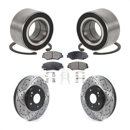 Front Wheel Bearing Drill Slot Brake Rotor Pad Kit For 2005 Honda Accord Hybrid with 3.0L KBB-126649