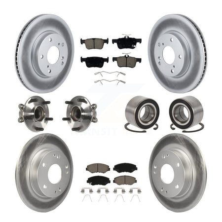 Front Rear Hub Bearing Coated Disc Brake Rotor And Ceramic Pad Kit (10Pc) For Honda Civic KBB-126651