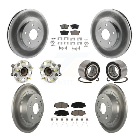 Front Rear Wheel Hub Bearing Coated Disc Brake Rotor And Pads Kit (10Pc) For Honda Accord KBB-126652