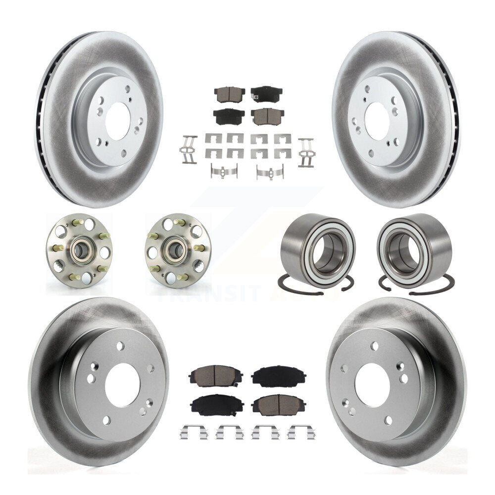 Front Rear Hub Bearing Coated Brake Rotor & Pad Kit (10Pc) For 2002-2006 Acura RSX Type-S KBB-126656