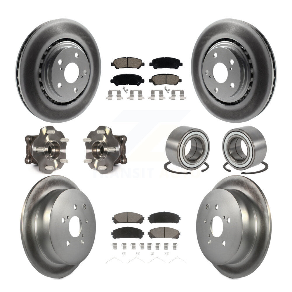 Front Rear Hub Bearing Coated Disc Brake Rotors And Pads Kit (10Pc) For Toyota Highlander KBB-126657