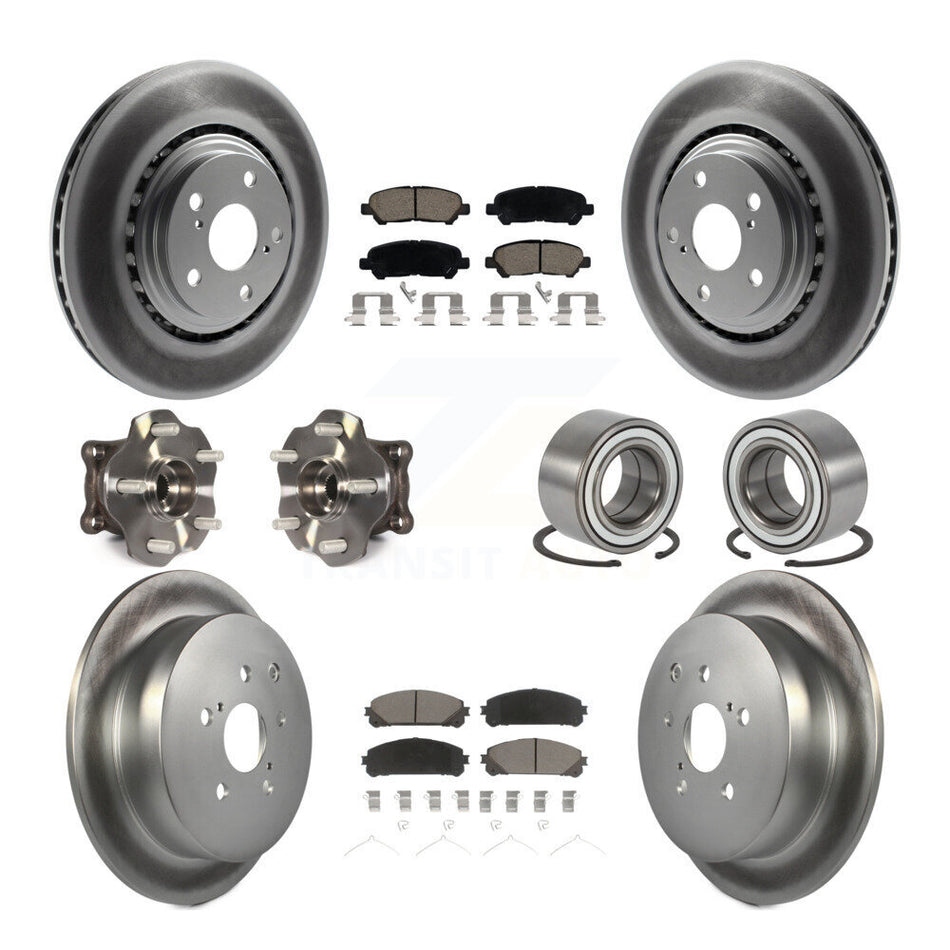 Front Rear Hub Bearing Coated Disc Brake Rotors And Pads Kit (10Pc) For Toyota Highlander KBB-126657