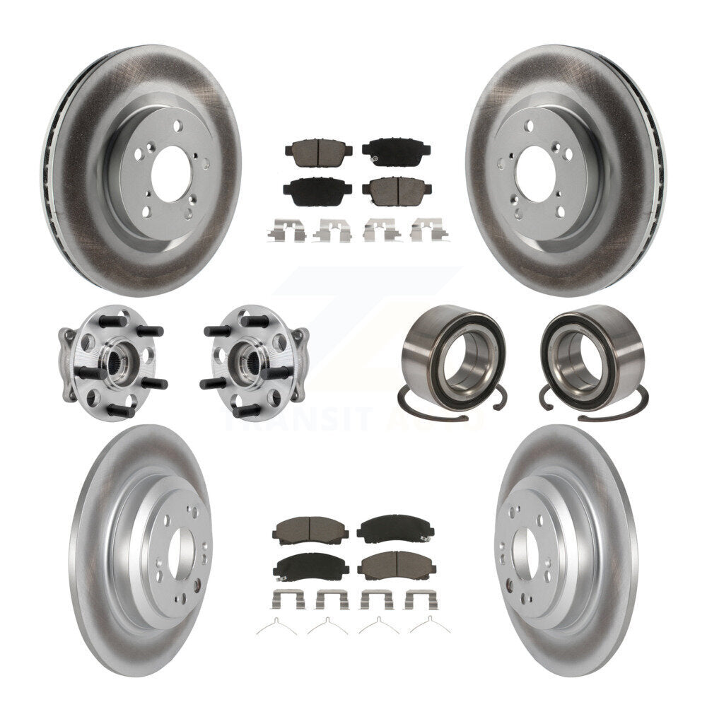 Front Rear Hub Bearing Coated Disc Brake Rotor Pads Kit (10Pc) For 2009-2013 Acura TL AWD KBB-126662
