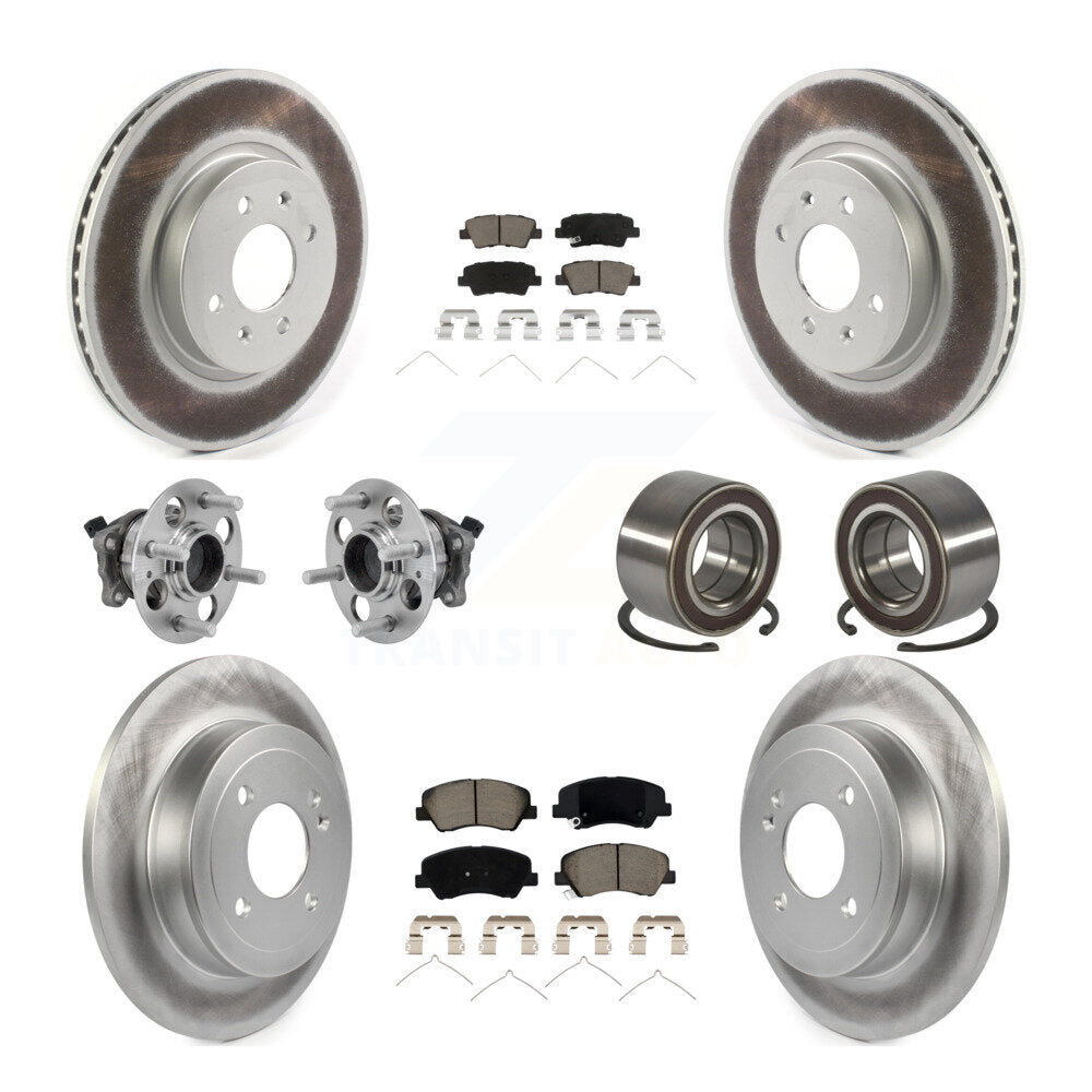 Front Rear Hub Bearing Coated Disc Brake Rotor Pads Kit (10Pc) For Kia Rio Hyundai Accent KBB-126665