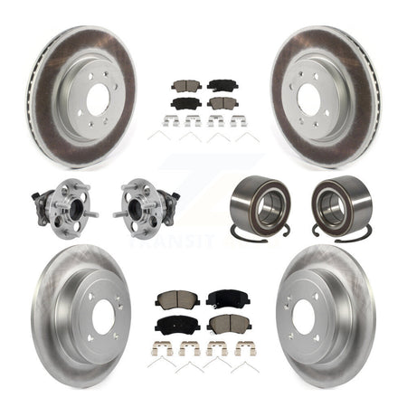 Front Rear Hub Bearing Coated Disc Brake Rotor Pads Kit (10Pc) For Kia Rio Hyundai Accent KBB-126665