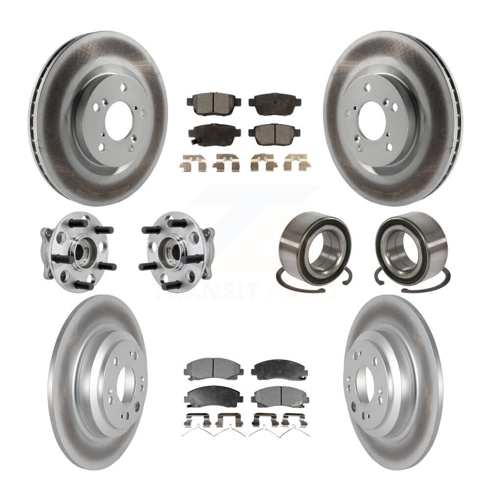 Front Rear Hub Bearing Coated Disc Brake Rotor Pads Kit (10Pc) For 2009-2013 Acura TL AWD KBB-126680