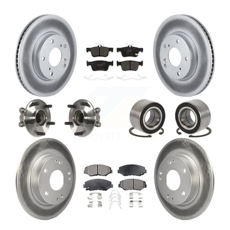 Front Rear Wheel Hub Bearing Coated Disc Brake Rotors And Pads Kit (10Pc) For Honda Civic KBB-126681