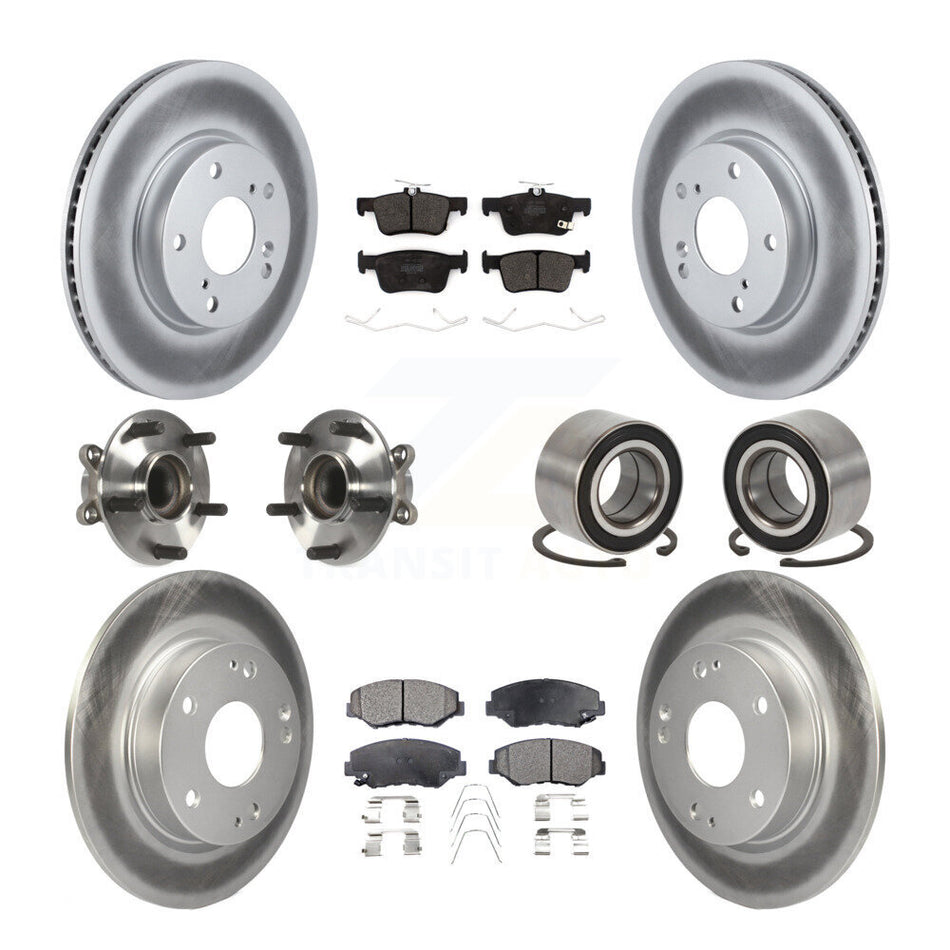 Front Rear Wheel Hub Bearing Coated Disc Brake Rotors And Pads Kit (10Pc) For Honda Civic KBB-126681