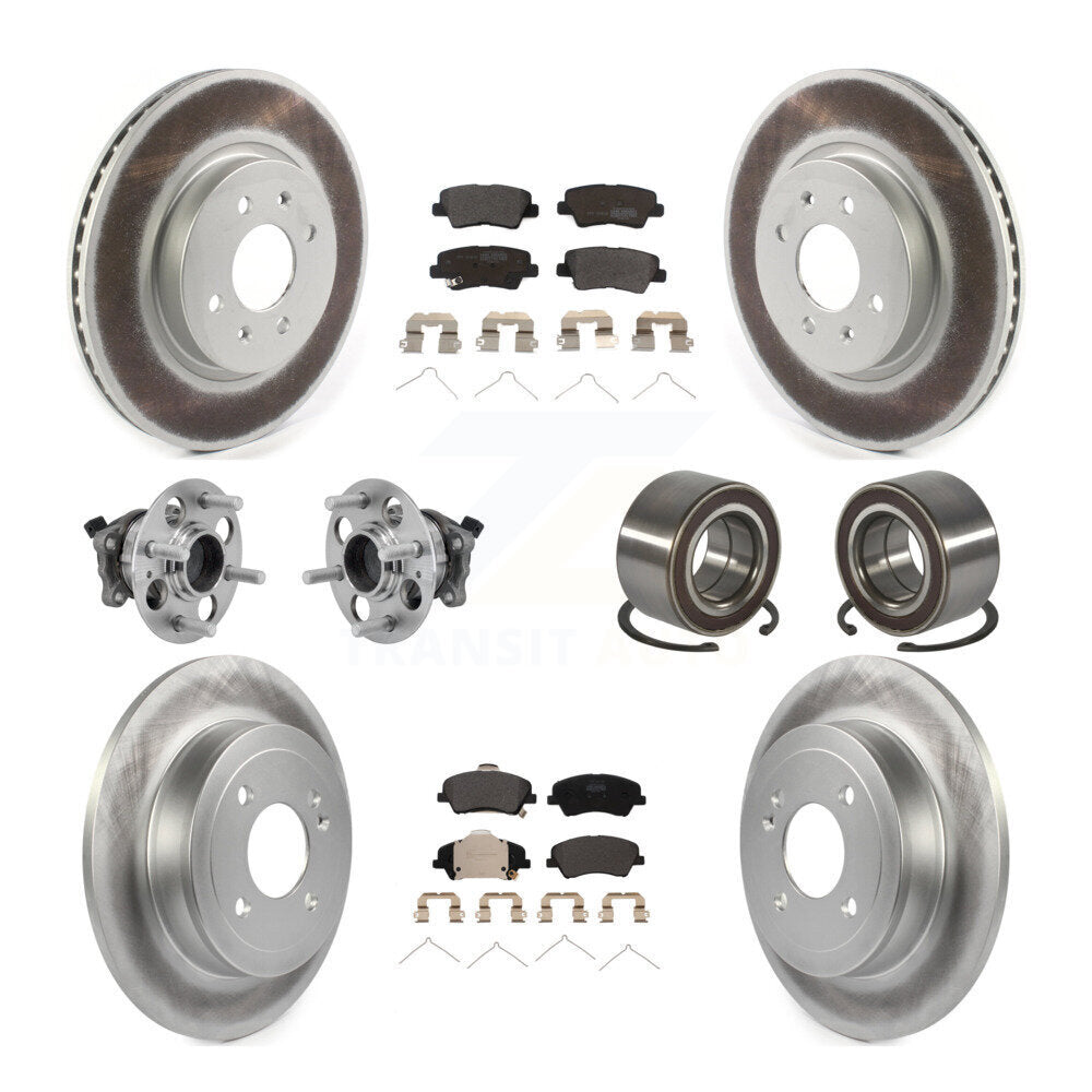 Front Rear Hub Bearing Coated Disc Brake Rotor Pads Kit (10Pc) For Kia Rio Hyundai Accent KBB-126682