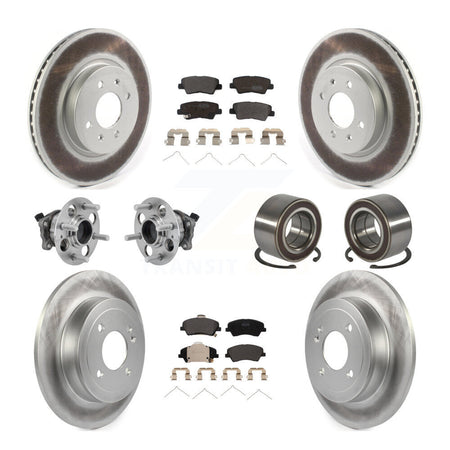 Front Rear Hub Bearing Coated Disc Brake Rotor Pads Kit (10Pc) For Kia Rio Hyundai Accent KBB-126682