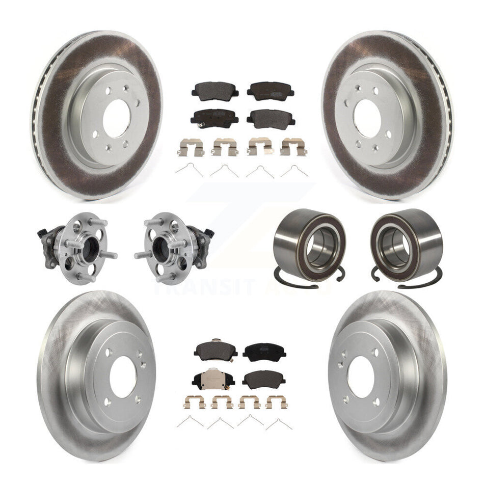 Front Rear Hub Bearing Coated Disc Brake Rotor Pads Kit (10Pc) For Kia Rio Hyundai Accent KBB-126682