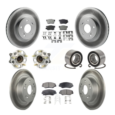Front Rear Wheel Hub Bearing Coated Disc Brake Rotor And Pads Kit (10Pc) For Honda Accord KBB-126683