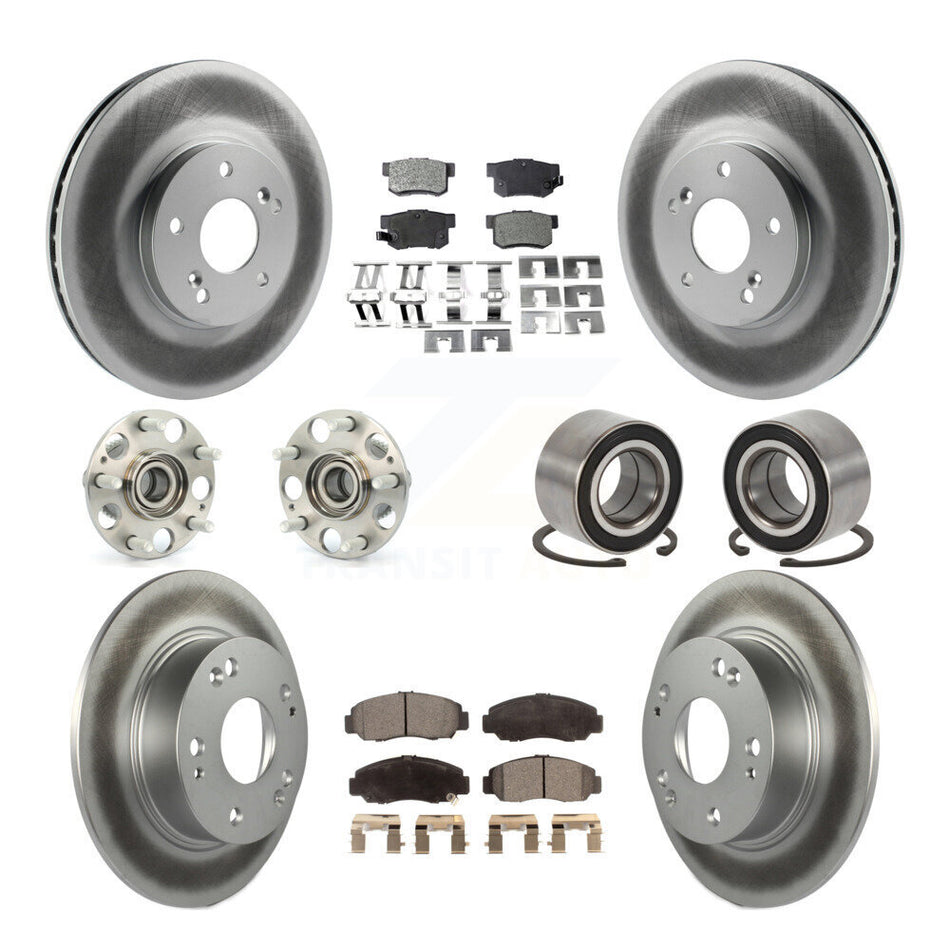 Front Rear Wheel Hub Bearing Coated Disc Brake Rotor And Pads Kit (10Pc) For Honda Accord KBB-126684
