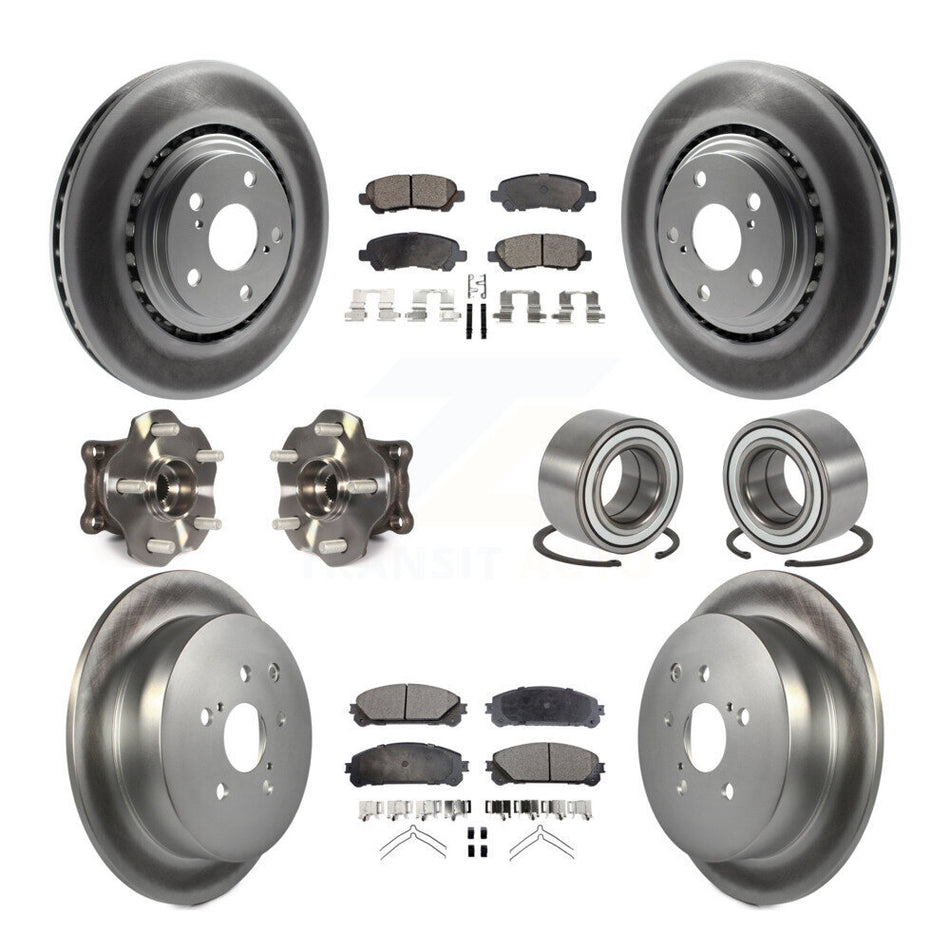 Front Rear Hub Bearing Coated Disc Brake Rotors And Pads Kit (10Pc) For Toyota Highlander KBB-126690