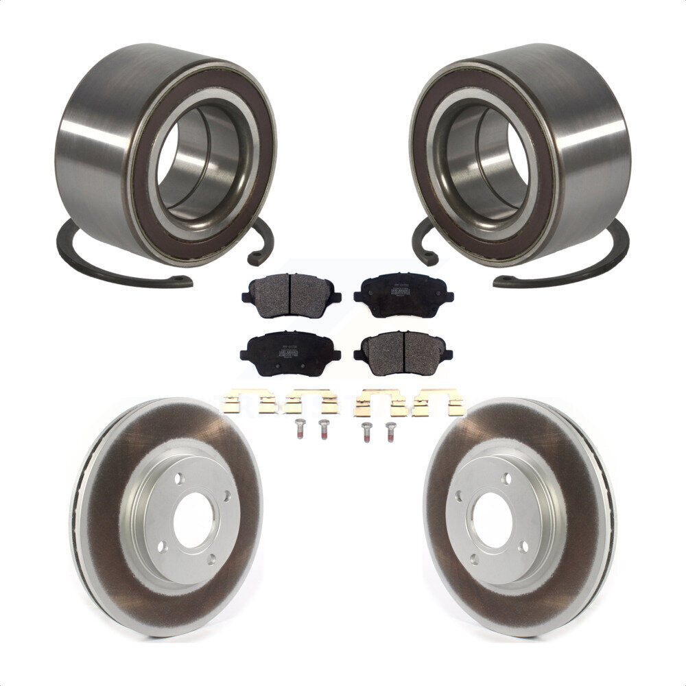 Front Wheel Bearing Coated Disc Brake Rotors And Pads Kit For 2014-2019 Ford Fiesta ST KBB-126697