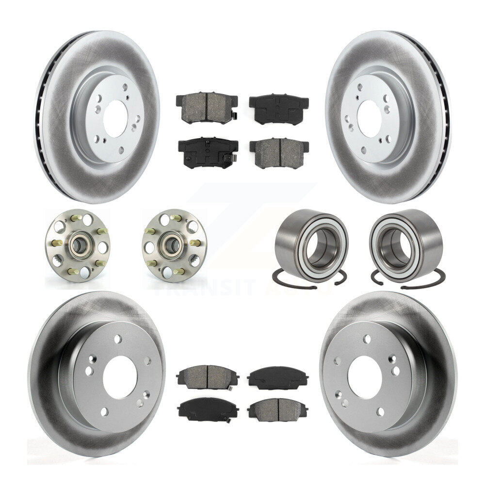 Front Rear Hub Bearing Coated Brake Rotor & Pad Kit (10Pc) For 2002-2006 Acura RSX Type-S KBB-126712