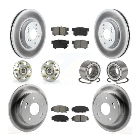Front Rear Hub Bearing Coated Brake Rotor & Pad Kit (10Pc) For 2002-2006 Acura RSX Type-S KBB-126712