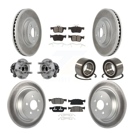 Front Rear Hub Bearing Coated Disc Brake Rotor And Pads Kit (10Pc) For 2015 Ford Edge FWD KBB-126714