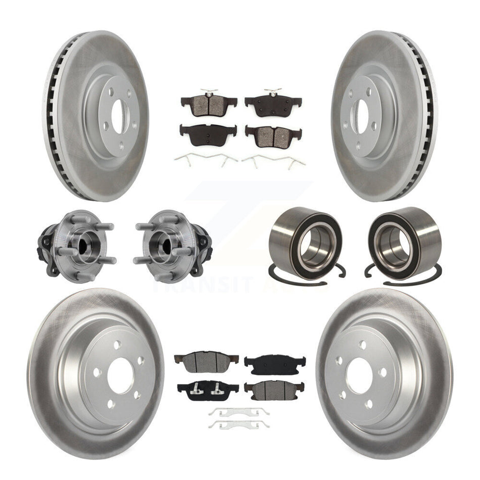 Front Rear Hub Bearing Coated Disc Brake Rotor And Pads Kit (10Pc) For 2015 Ford Edge FWD KBB-126714