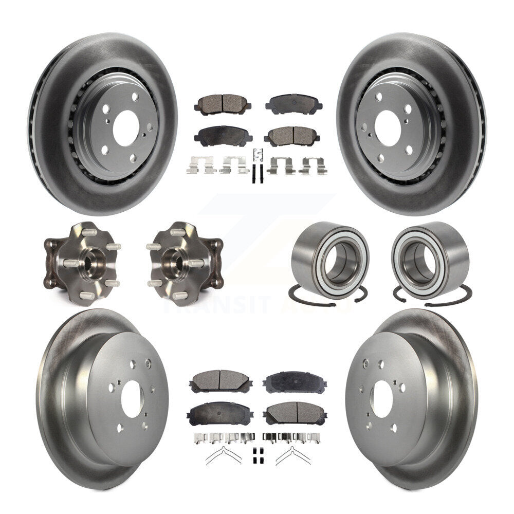 Front Rear Hub Bearing Coated Disc Brake Rotors And Pads Kit (10Pc) For Toyota Highlander KBB-126726