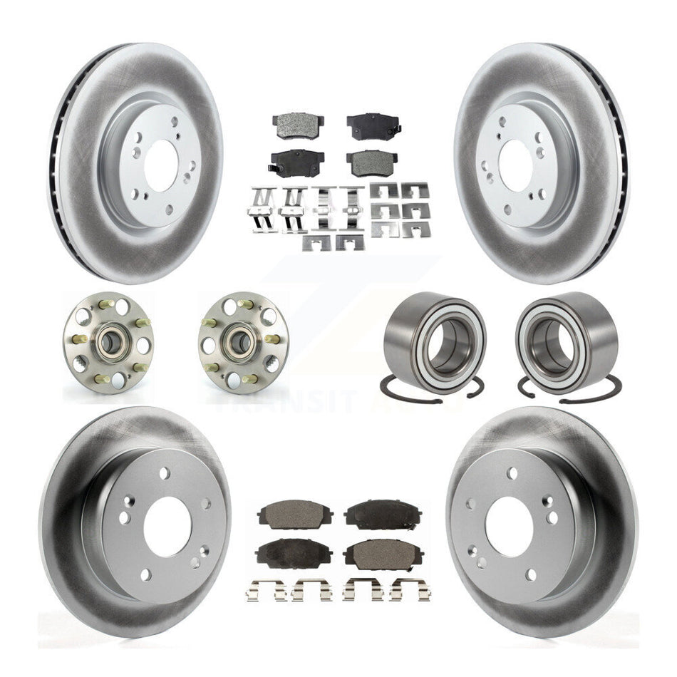 Front Rear Hub Bearing Coated Brake Rotor & Pad Kit (10Pc) For 2002-2006 Acura RSX Type-S KBB-126731