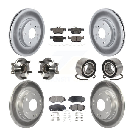 Front Rear Hub Bearing Coated Disc Brake Rotor And Ceramic Pad Kit (10Pc) For Honda Civic KBB-126732