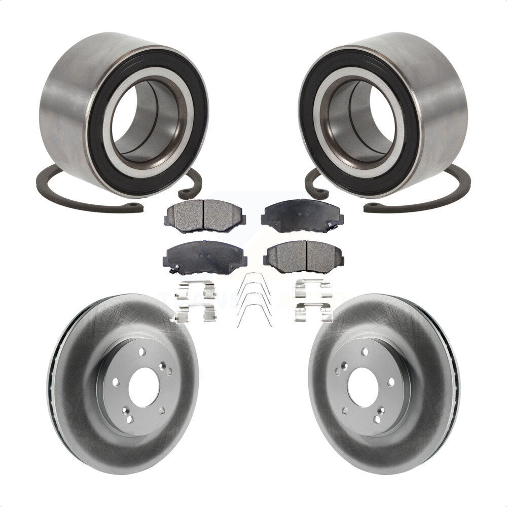 Front Wheel Bearing Coated Brake Rotor And Pad Kit For 2005 Honda Accord Hybrid with 3.0L KBB-126736