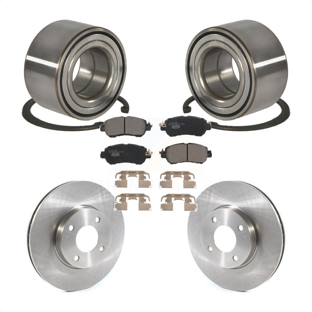 Front Wheel Bearing Disc Brake Rotors And Ceramic Pads Kit For Nissan Kicks Versa KBB-126758