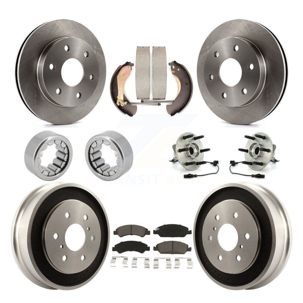 Front Rear Hub Bearings Disc Brake Rotors And Pads Shoes Kit (10Pc) For GMC Sierra 1500 KBB-126764