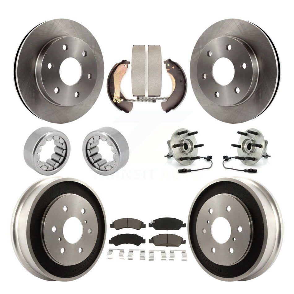 Front Rear Hub Bearings Disc Brake Rotors And Pads Shoes Kit (10Pc) For GMC Sierra 1500 KBB-126764