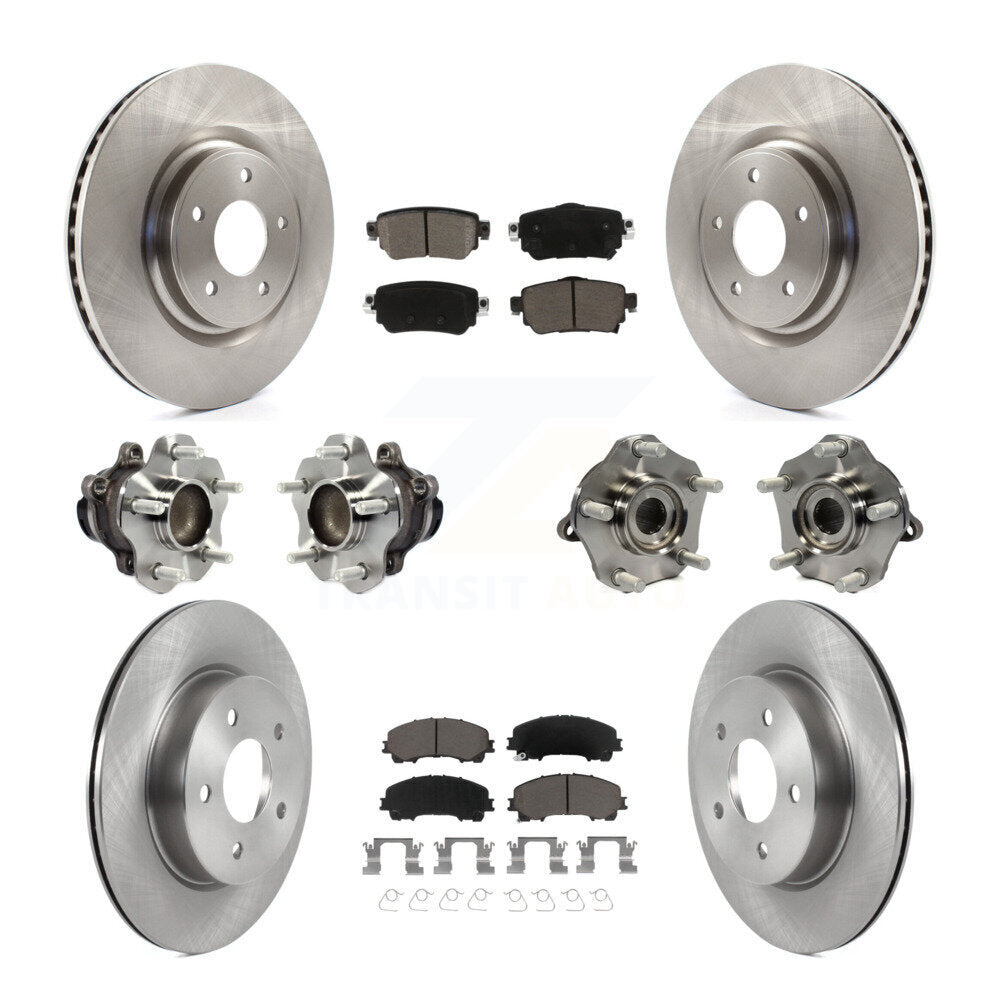 Front Rear Hub Bearings Disc Brake Rotors And Ceramic Pads Kit (10Pc) For Nissan Rogue KBB-126767