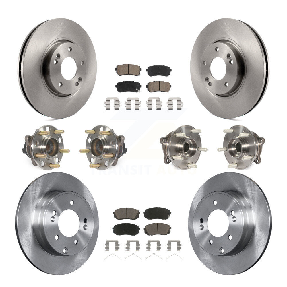 Front Rear Hub Bearings Disc Brake Rotors And Ceramic Pads Kit (10Pc) For Hyundai Sonata KBB-126771