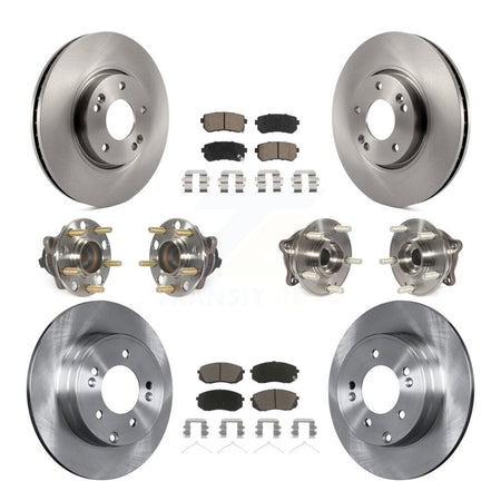 Front Rear Hub Bearings Disc Brake Rotors And Ceramic Pads Kit (10Pc) For Hyundai Sonata KBB-126771