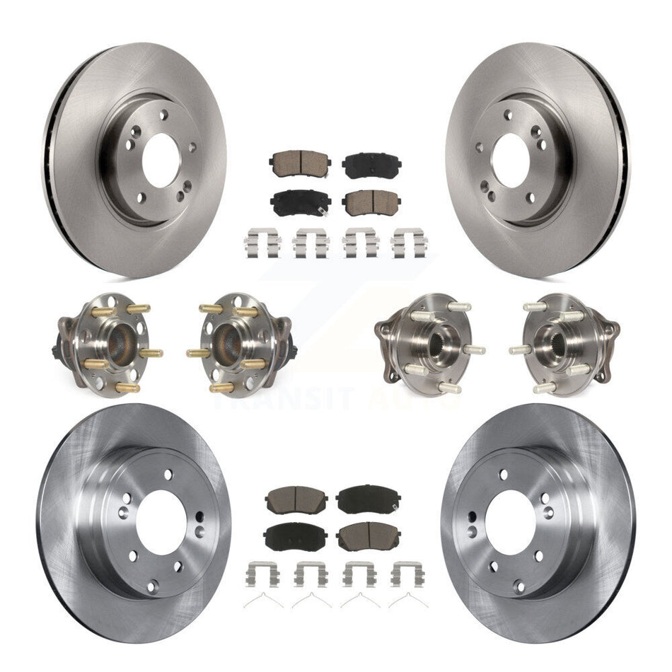 Front Rear Hub Bearings Disc Brake Rotors And Ceramic Pads Kit (10Pc) For Hyundai Sonata KBB-126771