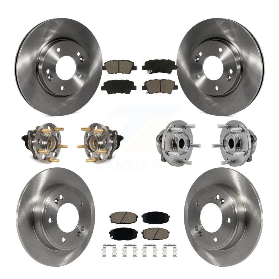 Front Rear Hub Bearing Brake Rotor Pads Kit (10Pc) For 17-19 Kia Soul Naturally Aspirated KBB-126773